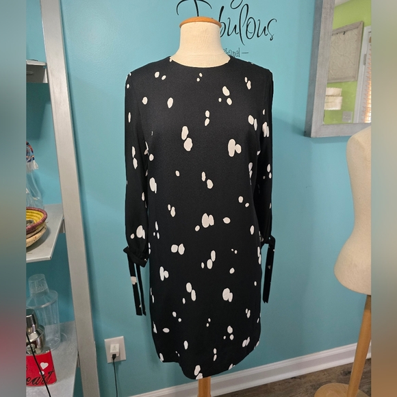 Saint Laurent Sophosticated Black and White Long Sleeve Sheath Dress